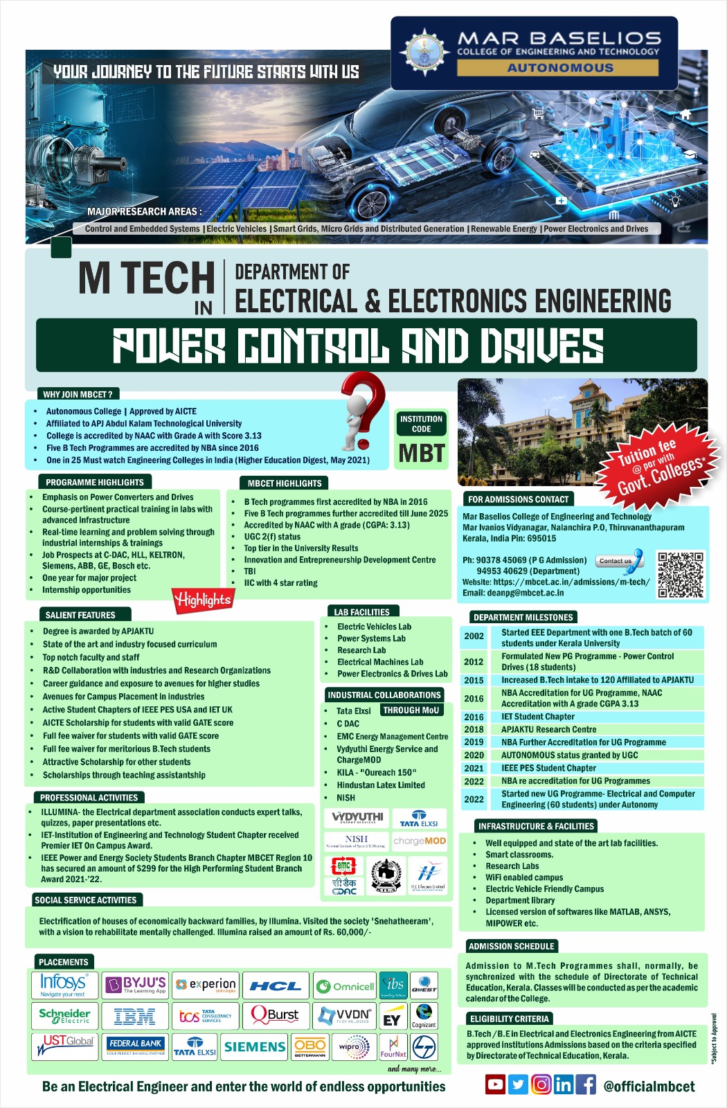 M Tech Admissions 2024 Mar Baselios College Of Engineering And Technology   Mbcet Mtech.EEE Flyer 2023 